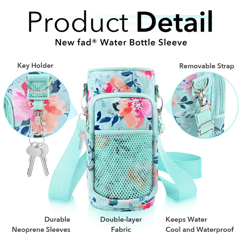 Newfad Half Gallon Water Bottle Carrier Bag  Bottle Pouch Phone Holder  Adjustable Shoulder Hand Strap 2 Pocket Sling Neoprene Sleeve Sports Water Jug Accessories for Hiking Travelling &Camping - Image 5